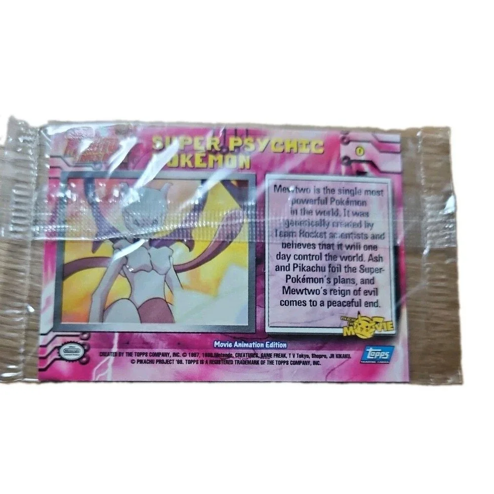 Topps Movie Animation Ed.Mewtwo Strikes Back Super Psychic Pokemon Card SEALED